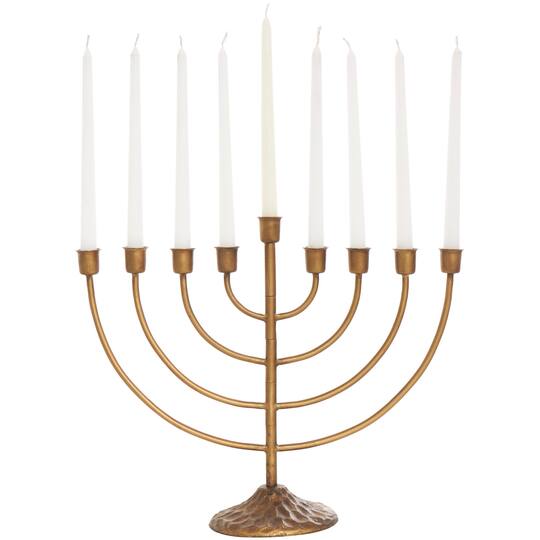 17" Bronze Metal Layered Arch Candelabra with Textured Base